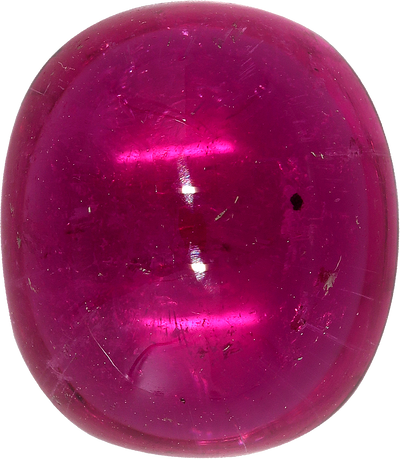 Cushion cut rubellite tourmaline, 13.71 by 12 mm, shown at actual size