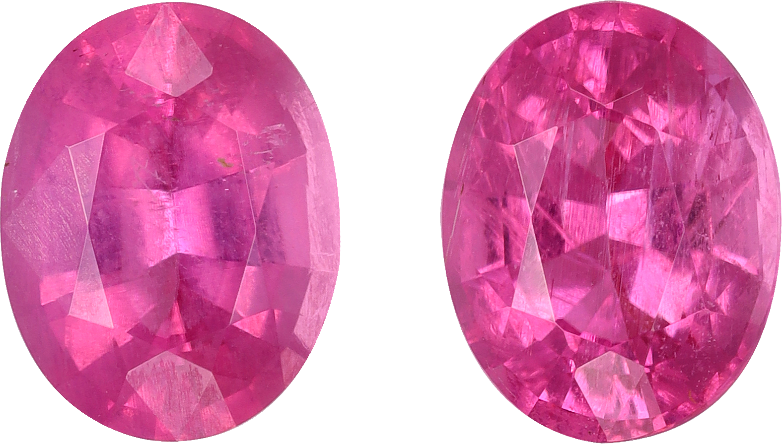 Oval cut rubellite tourmaline, 7.75 by 6.02 mm, shown at actual size