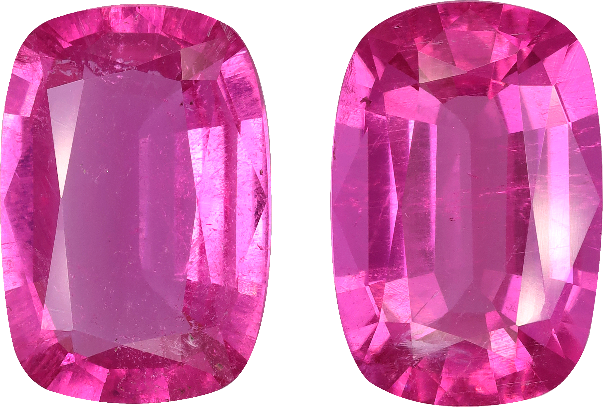 Cushion cut rubellite tourmaline, 15.2 by 10.18 mm, shown at actual size