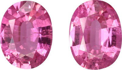 Oval cut rubellite tourmaline, 8.5 by 6.54 mm, shown at actual size