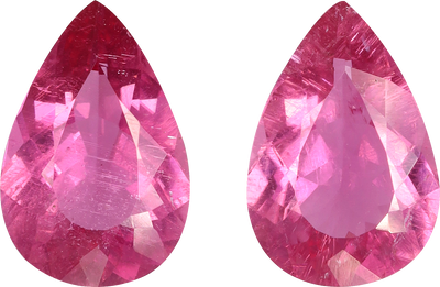 Pear cut rubellite tourmaline, 10.2 by 6.72 mm, shown at actual size