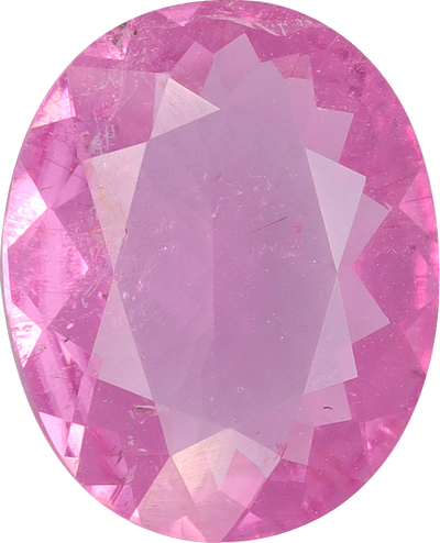 Oval cut rubellite tourmaline, 9.88 by 7.95 mm, shown at actual size