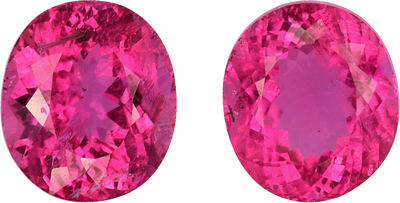 Oval cut rubellite tourmaline, 9.17 by 7.99 mm, shown at actual size