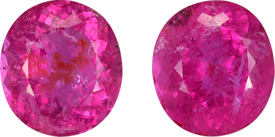 Oval cut rubellite tourmaline, 9.92 by 8.91 mm, shown at actual size