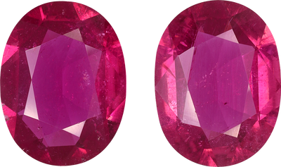 Oval cut rubellite tourmaline, 12.38 by 9.56 mm, shown at actual size