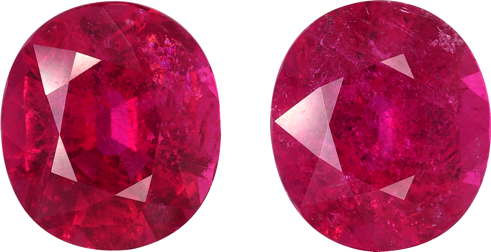 Oval cut rubellite tourmaline, 11.94 by 10.51 mm, shown at actual size