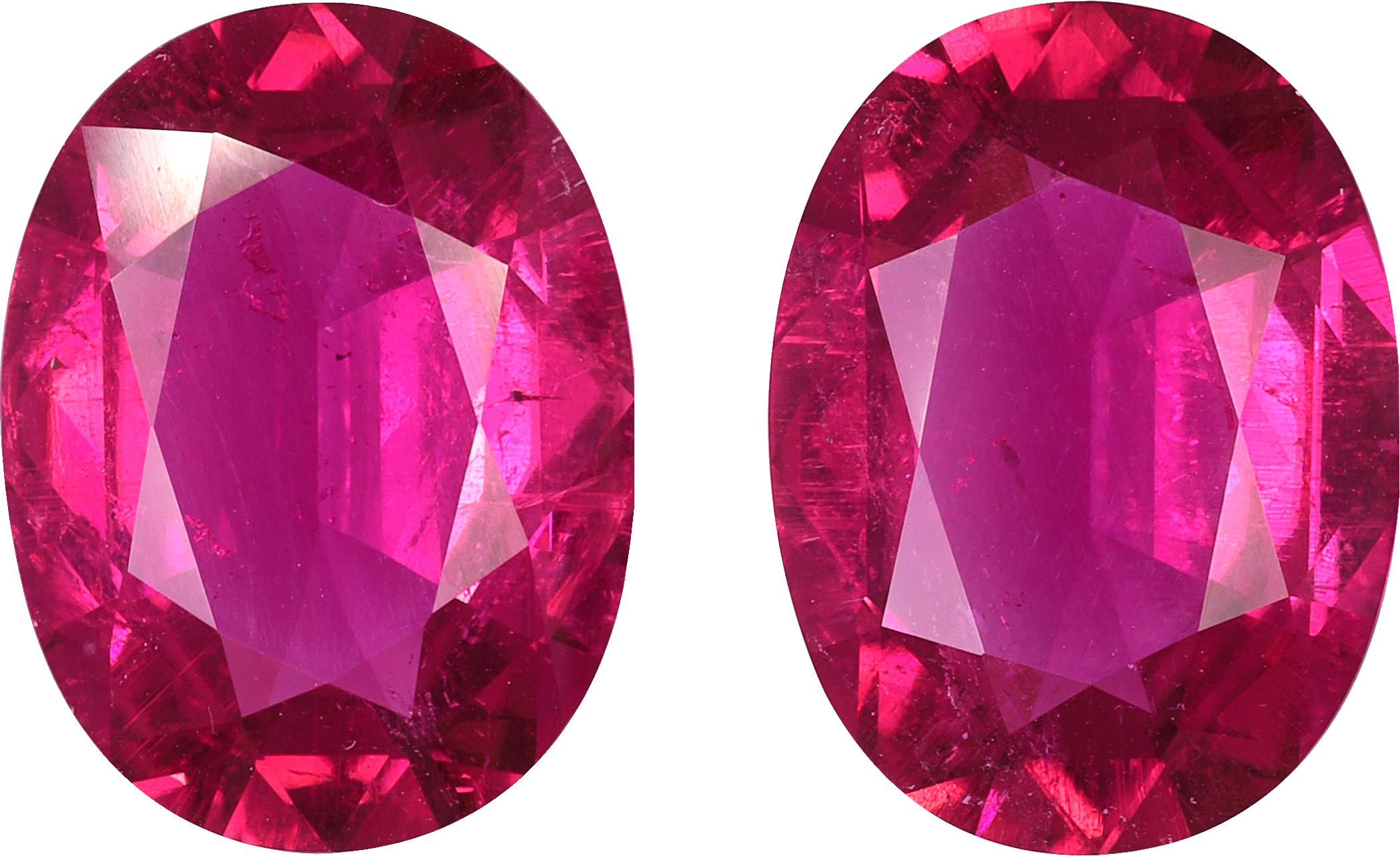 Oval cut rubellite tourmaline, 14.28 by 10.64 mm, shown at actual size