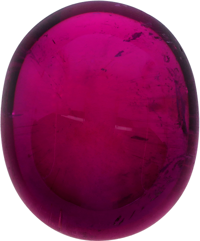 Oval cut rubellite tourmaline, 17.75 by 14.73 mm, shown at actual size