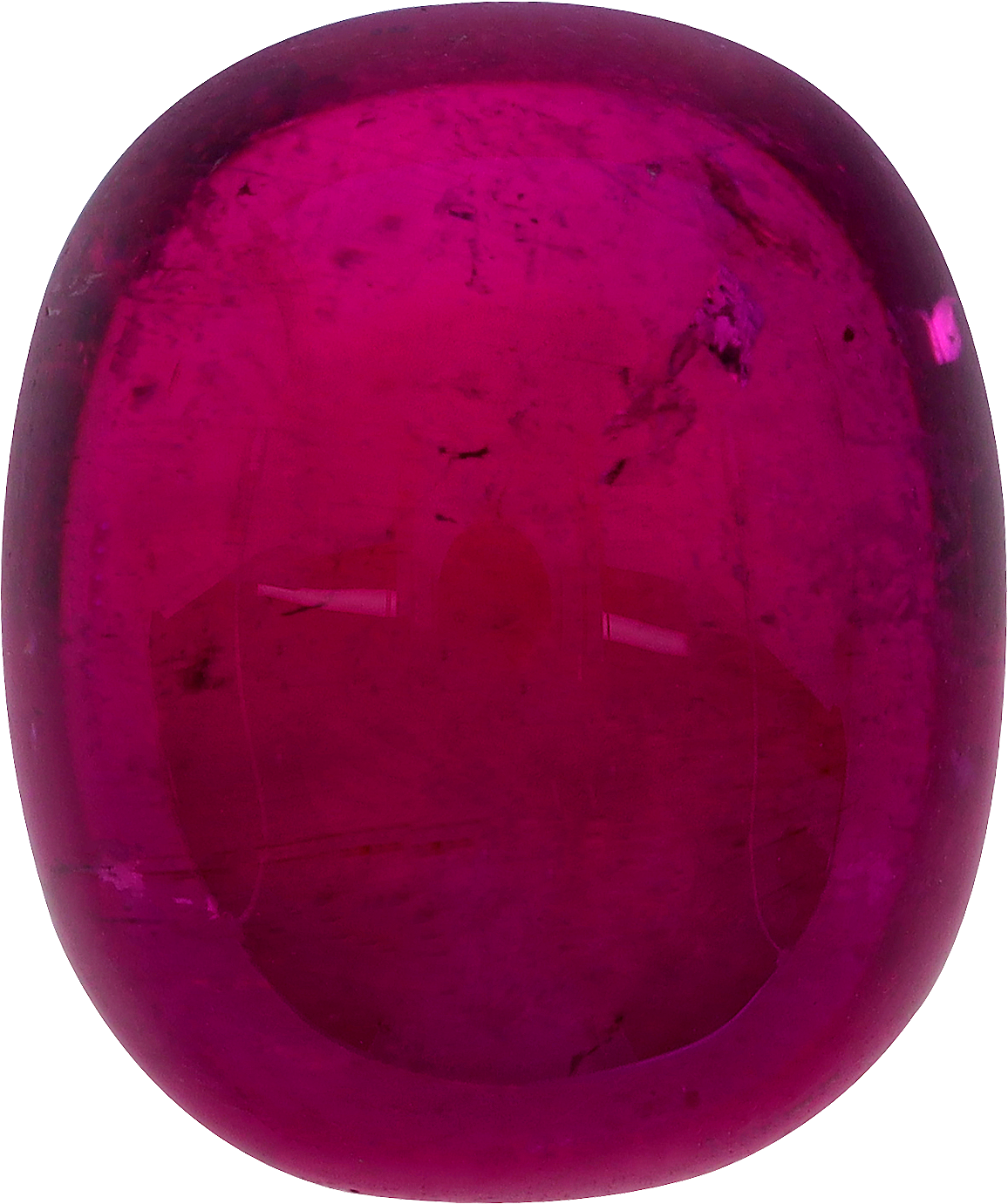 Oval cut rubellite tourmaline, 16.8 by 14.07 mm, shown at actual size