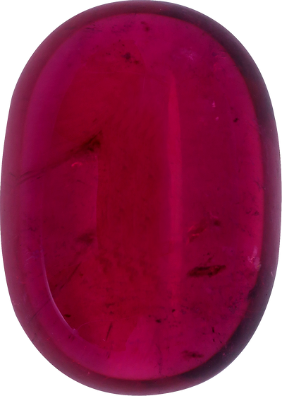 Oval cut rubellite tourmaline, 25.7 by 18.85 mm, shown at actual size