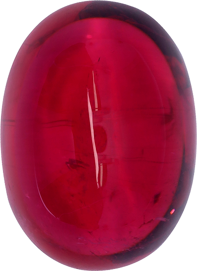 Oval cut rubellite tourmaline, 19.78 by 14.42 mm, shown at actual size
