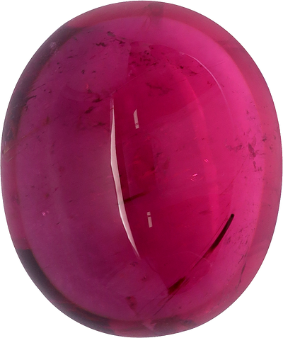 Oval cut rubellite tourmaline, 16.49 by 13.81 mm, shown at actual size