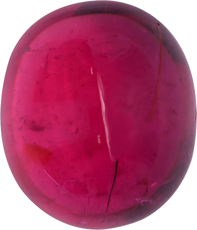 Oval cut rubellite tourmaline, 15.8 by 13.57 mm, shown at actual size