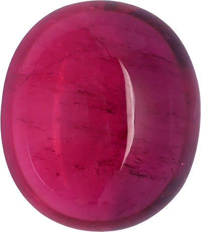Oval cut rubellite tourmaline, 16.35 by 14.13 mm, shown at actual size