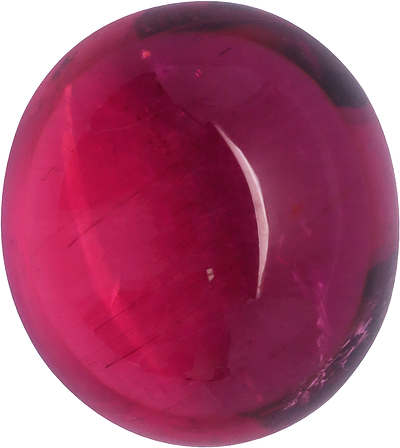 Oval cut rubellite tourmaline, 14.71 by 13.11 mm, shown at actual size