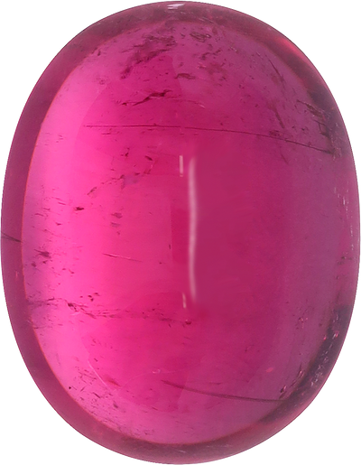 Oval cut rubellite tourmaline, 15.97 by 12.38 mm, shown at actual size