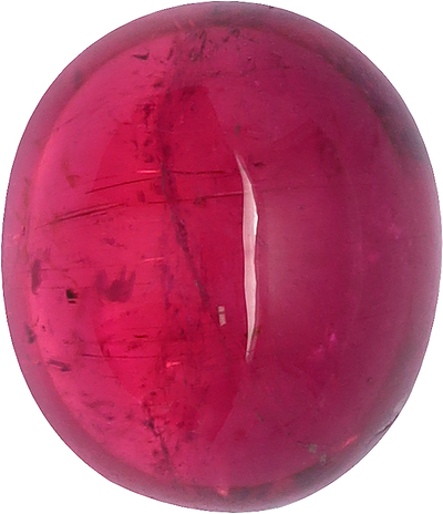 Oval cut rubellite tourmaline, 11.34 by 9.76 mm, shown at actual size