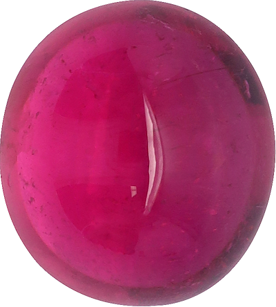 Oval cut rubellite tourmaline, 10.62 by 9.62 mm, shown at actual size