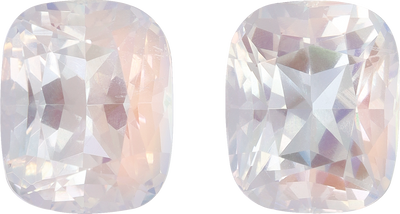 Cushion cut rainbow moonstone, 8.95 by 7.67 mm, shown at actual size