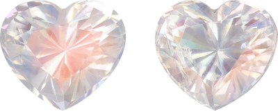 Heart cut rainbow moonstone, 9.22 by 8.18 mm, shown at actual size