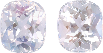 Cushion cut rainbow moonstone, 7.96 by 6.93 mm, shown at actual size