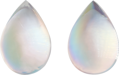 Pear cut rainbow moonstone, 13.4 by 9.24 mm, shown at actual size