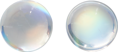 Unknown cut rainbow moonstone, 11.62 by 11.56 mm, shown at actual size
