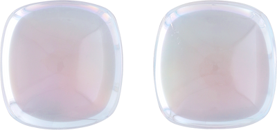 Cushion cut rainbow moonstone, 12.55 by 11.94 mm, shown at actual size