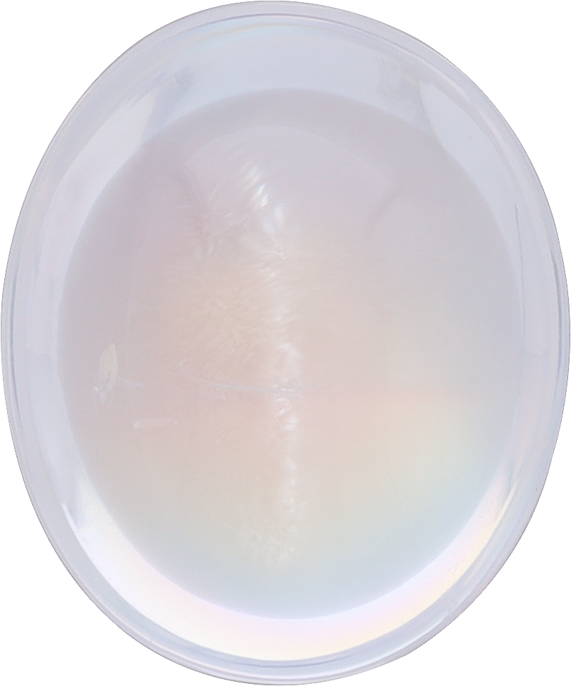 Oval cut rainbow moonstone, 11.87 by 9.93 mm, shown at actual size
