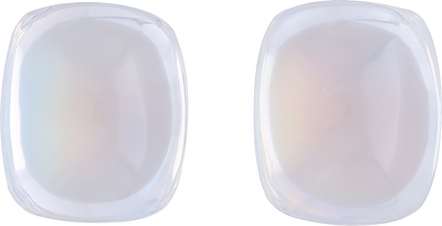 Cushion cut rainbow moonstone, 10.28 by 8.58 mm, shown at actual size