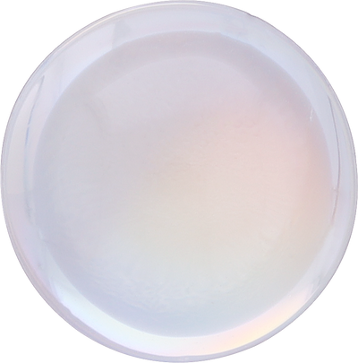 Round cut rainbow moonstone, 8.04 by 8.02 mm, shown at actual size
