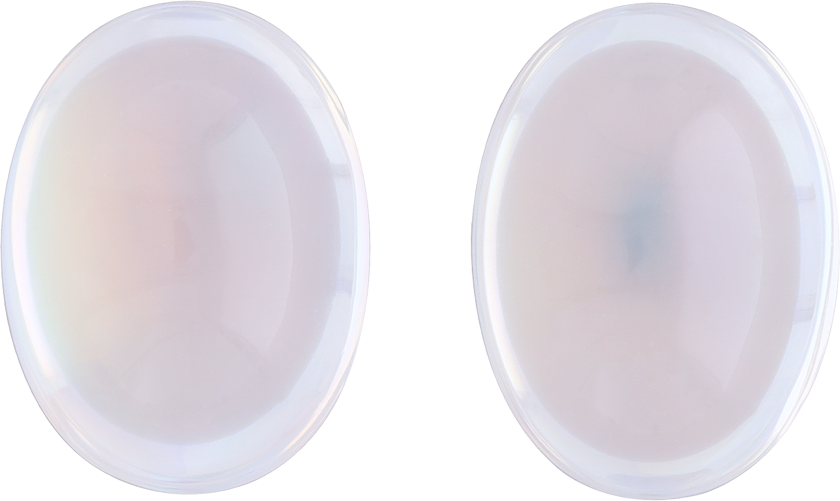 Oval cut rainbow moonstone, 13.11 by 9.8 mm, shown at actual size