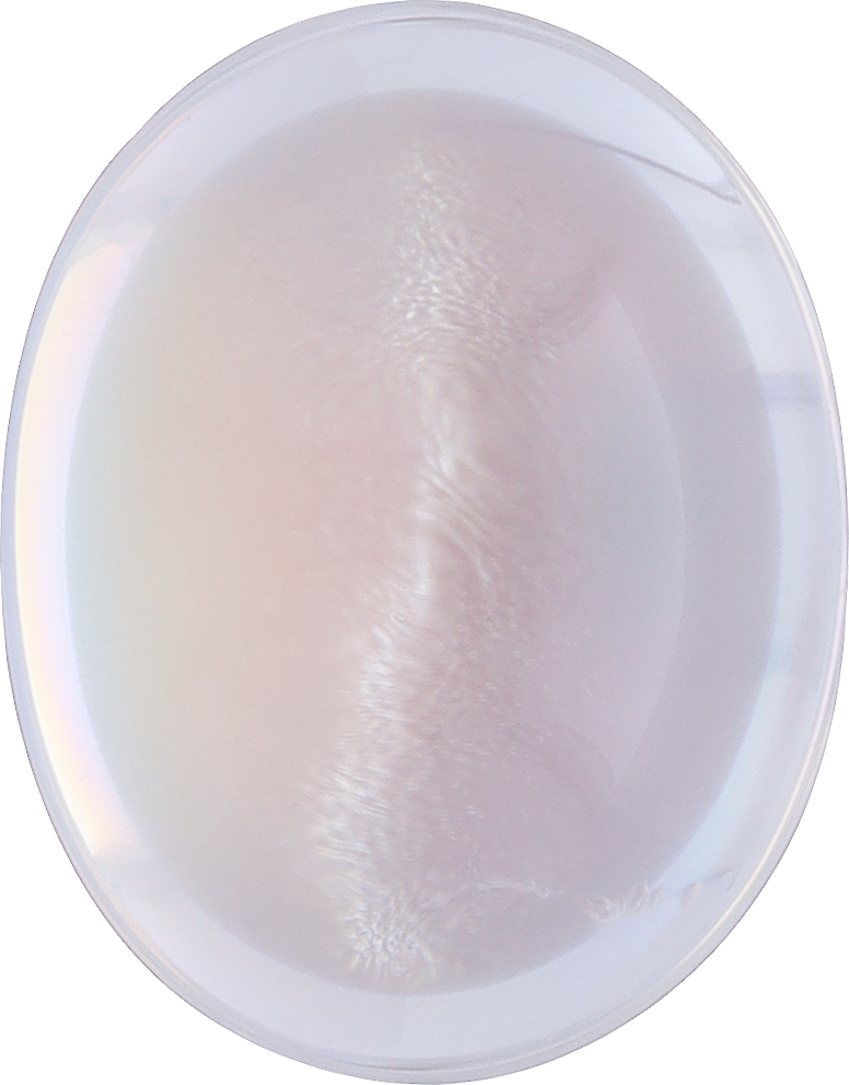 Oval cut rainbow moonstone, 12.26 by 9.61 mm, shown at actual size