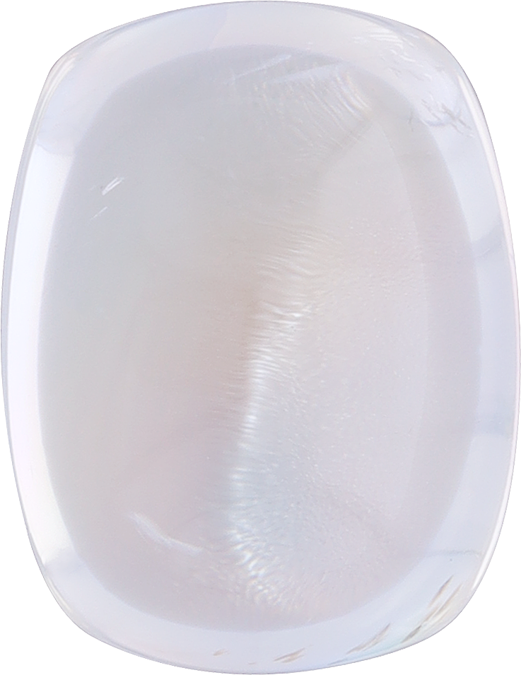 Cushion cut rainbow moonstone, 11.75 by 9.07 mm, shown at actual size