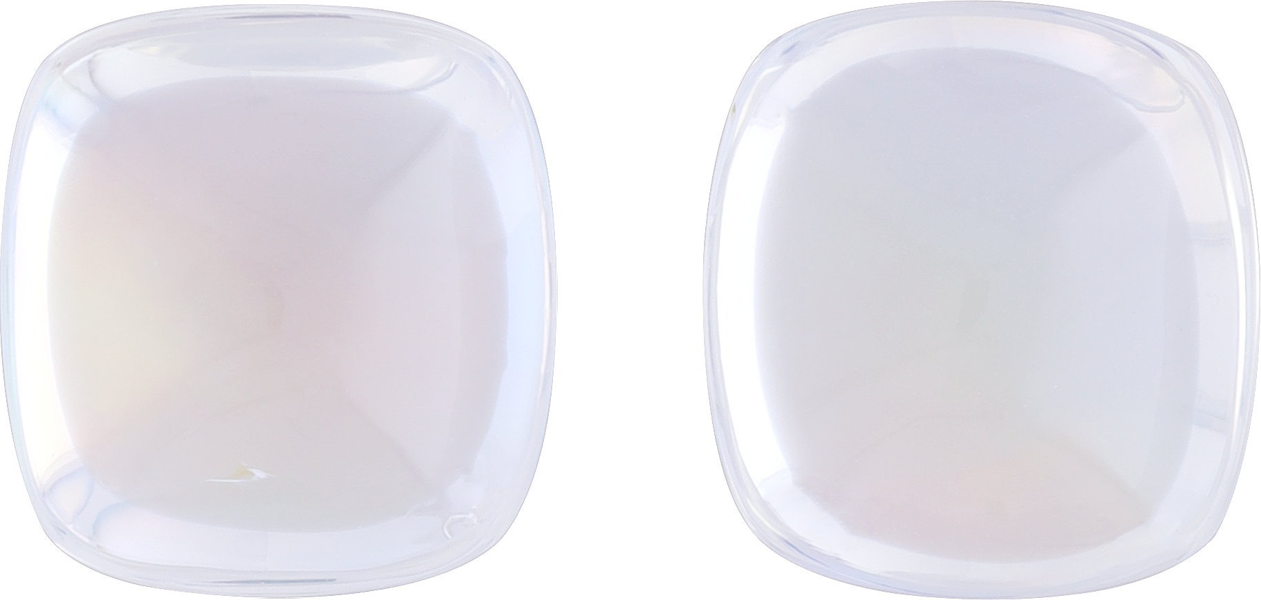 Cushion cut rainbow moonstone, 11.23 by 10.51 mm, shown at actual size