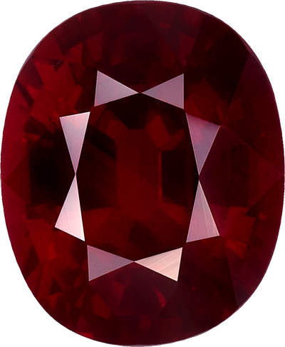 Oval cut mozambique ruby, 9.39 by 7.74 mm, shown at actual size