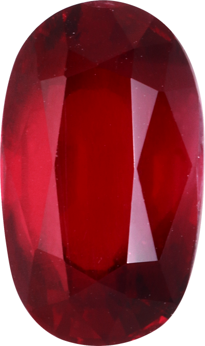 Oval cut mozambique ruby, 10.93 by 6.52 mm, shown at actual size