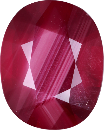 Oval cut mozambique ruby, 11.69 by 9.39 mm, shown at actual size