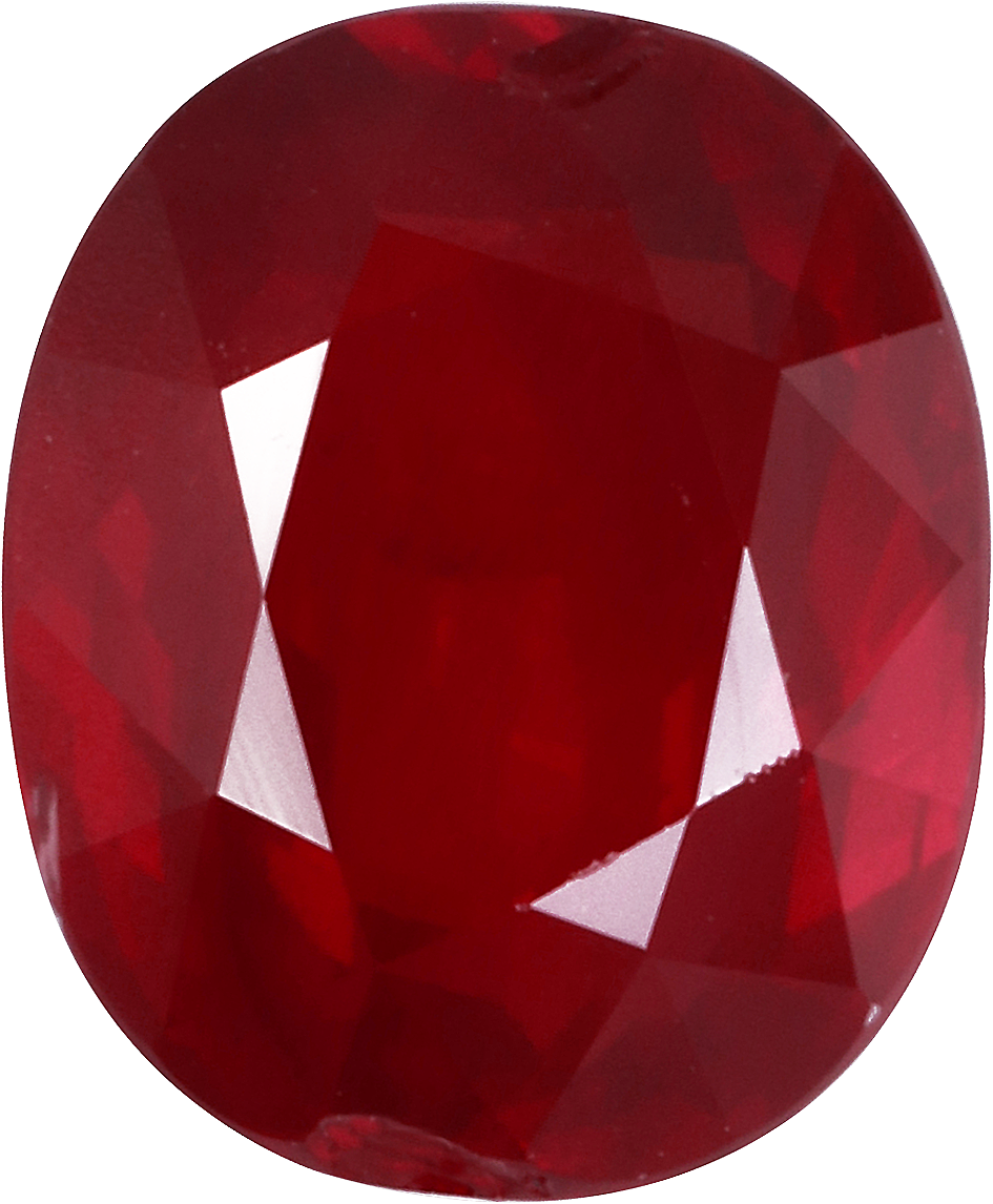 Cushion cut mozambique ruby, 7.8 by 6.43 mm, shown at actual size