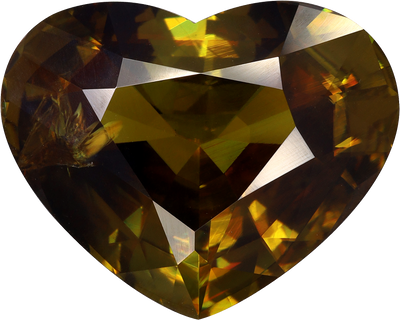 Heart cut sphene, 16.5 by 13.17 mm, shown at actual size