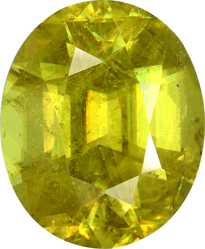 Oval cut sphene, 11.15 by 9.3 mm, shown at actual size
