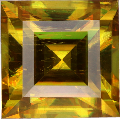 Square cut sphene, 6.55 by 6.54 mm, shown at actual size
