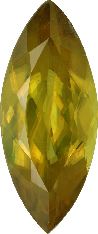 Marquise cut sphene, 18.76 by 7.81 mm, shown at actual size
