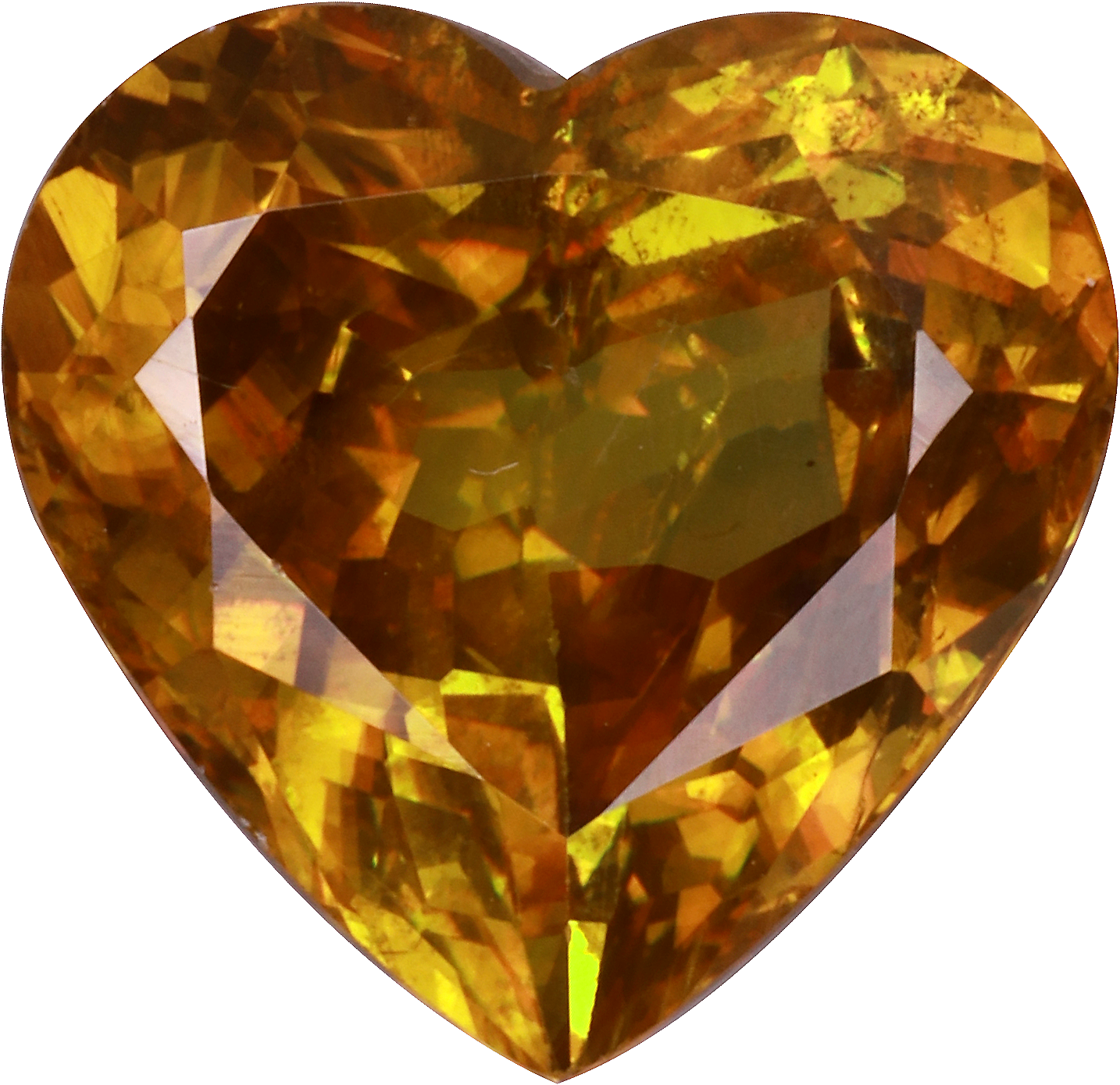 Heart cut sphene, 11.61 by 11.16 mm, shown at actual size