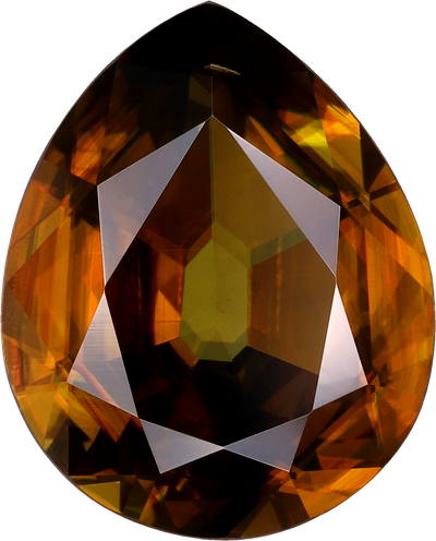 Oval cut sphene, 11.97 by 9.69 mm, shown at actual size