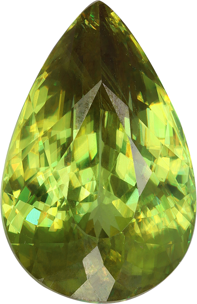 Trilliant cut sphene, 16.73 by 10.87 mm, shown at actual size
