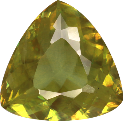 Trilliant cut sphene, 12.14 by 12.02 mm, shown at actual size