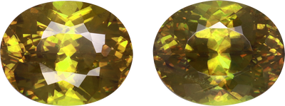 Oval cut sphene, 10.15 by 8.13 mm, shown at actual size