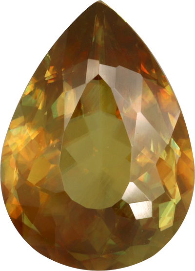 Pear cut sphene, 13.98 by 10.09 mm, shown at actual size