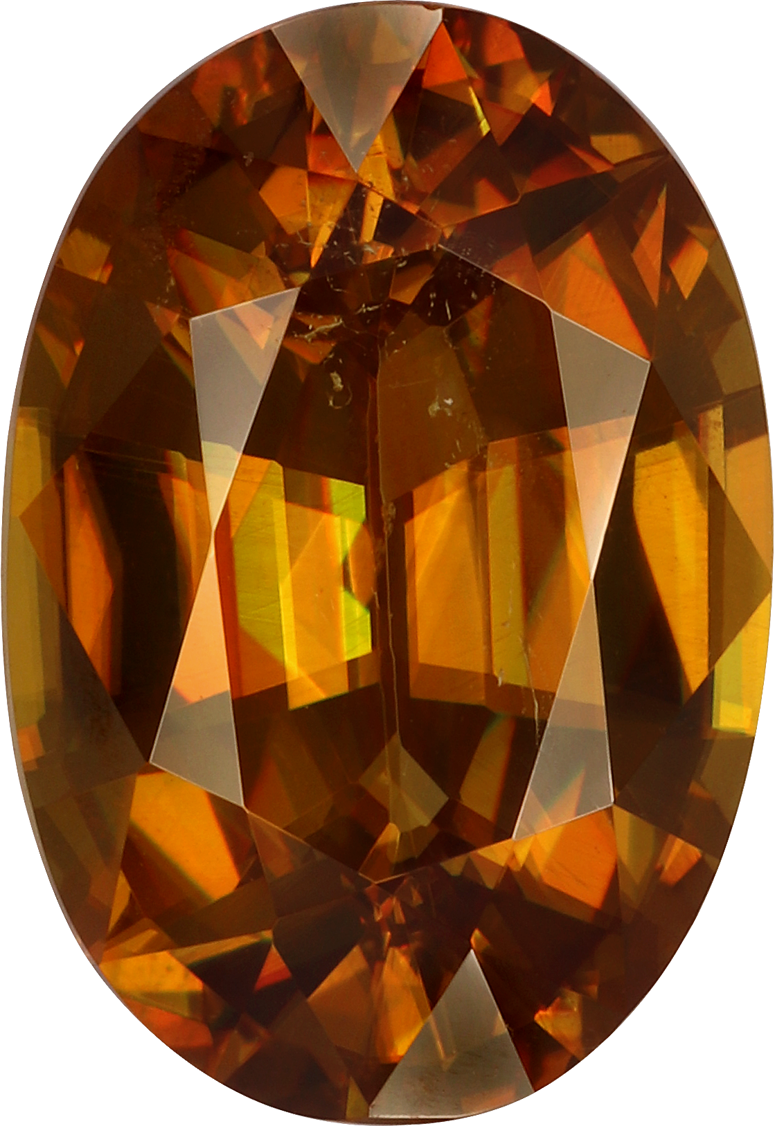 Oval cut sphene, 11.89 by 8.16 mm, shown at actual size